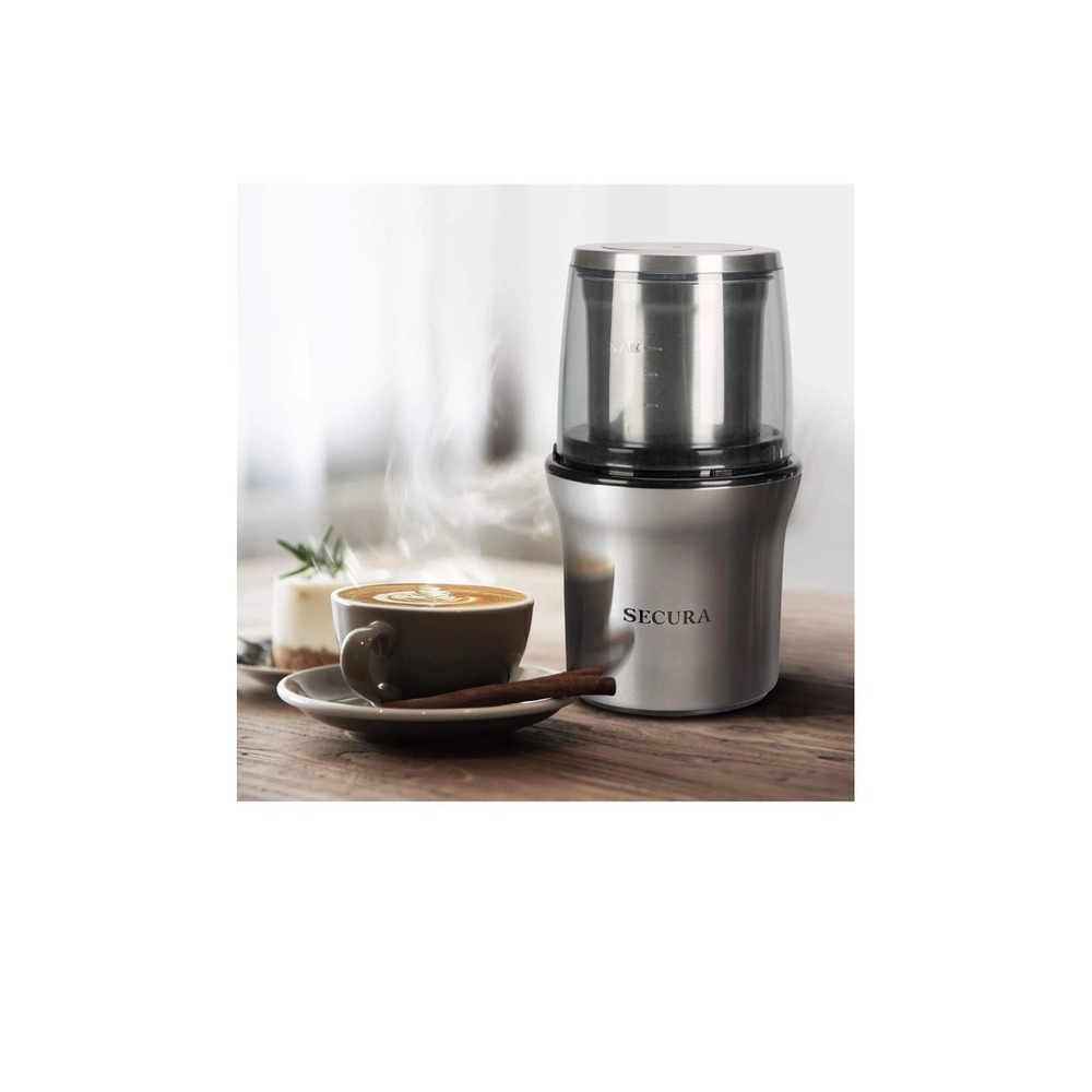 Secura Electric Coffee Grinder and Spice Grinder with 2 Stainless Steel Blade...